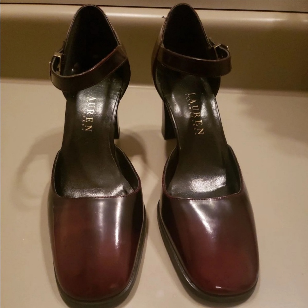 Ralph Lauren patent leather burgundy Mary Janes
